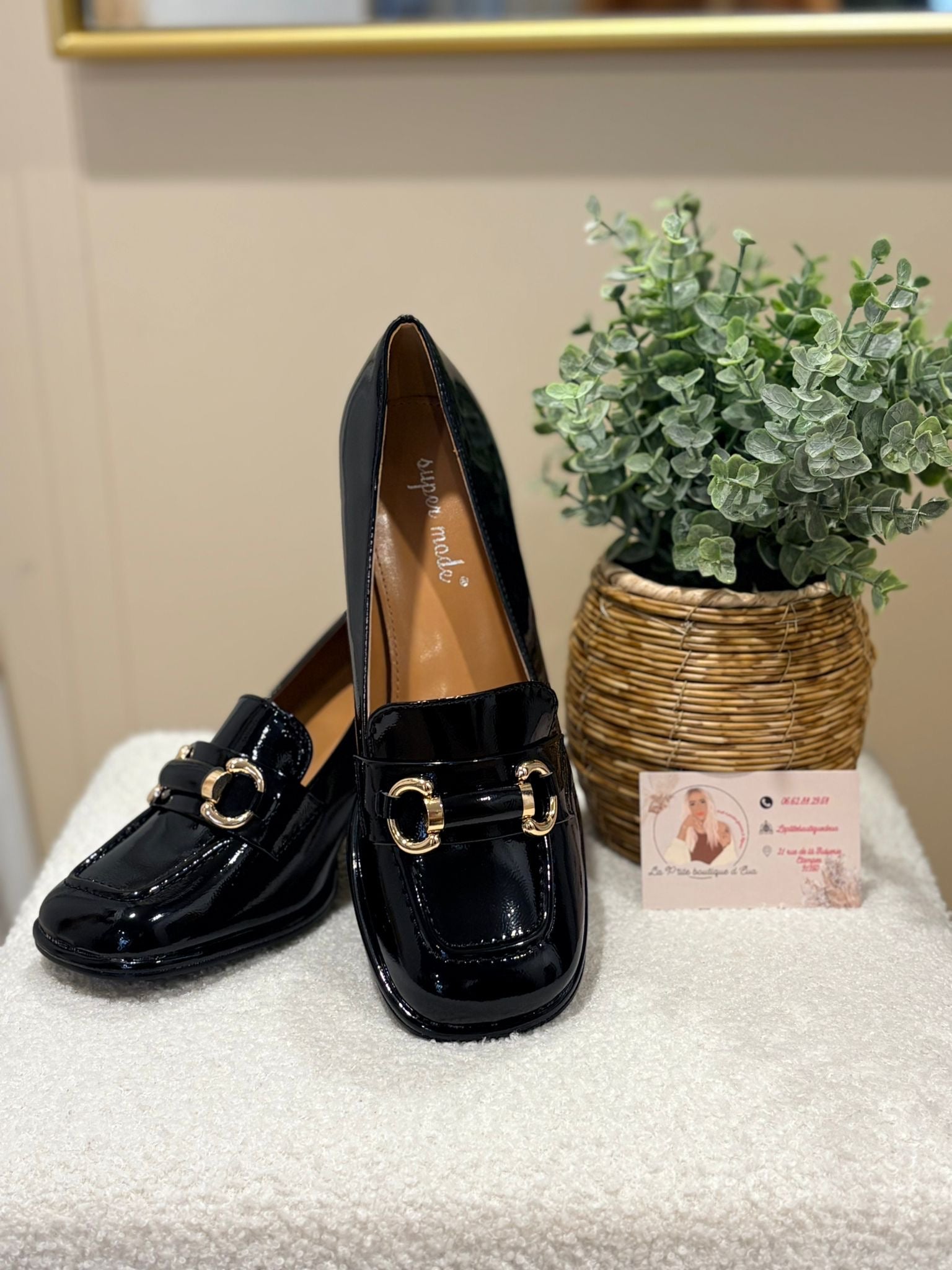 Mocassins à talon noir femme - La Petite Boutique d'Eva - vue alternative