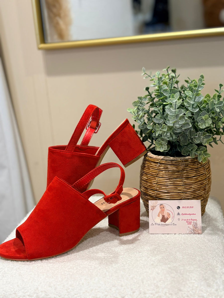 Mules à talons « rouge » - Talon femme - La Petite Boutique d'Eva