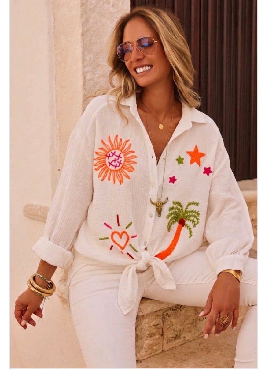 Blouse gaz de coton « palmier »