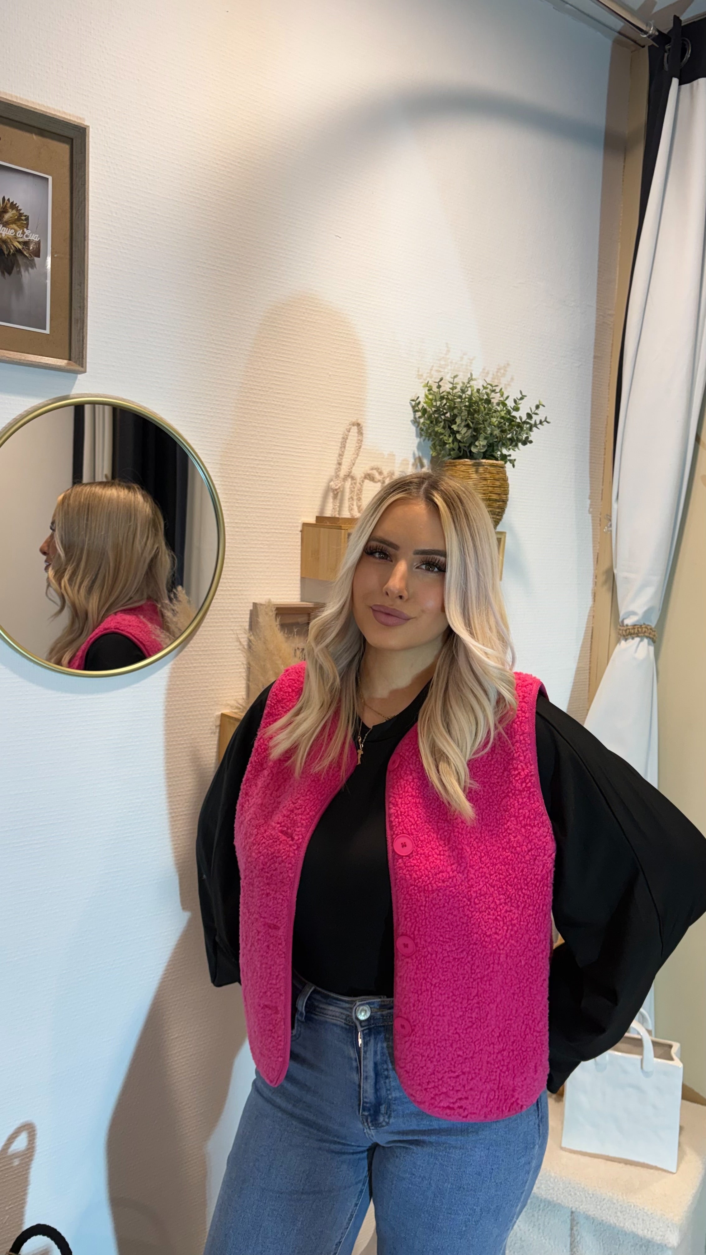 Gilet sans manches « rose » - Gilet femme - La Petite Boutique d'Eva