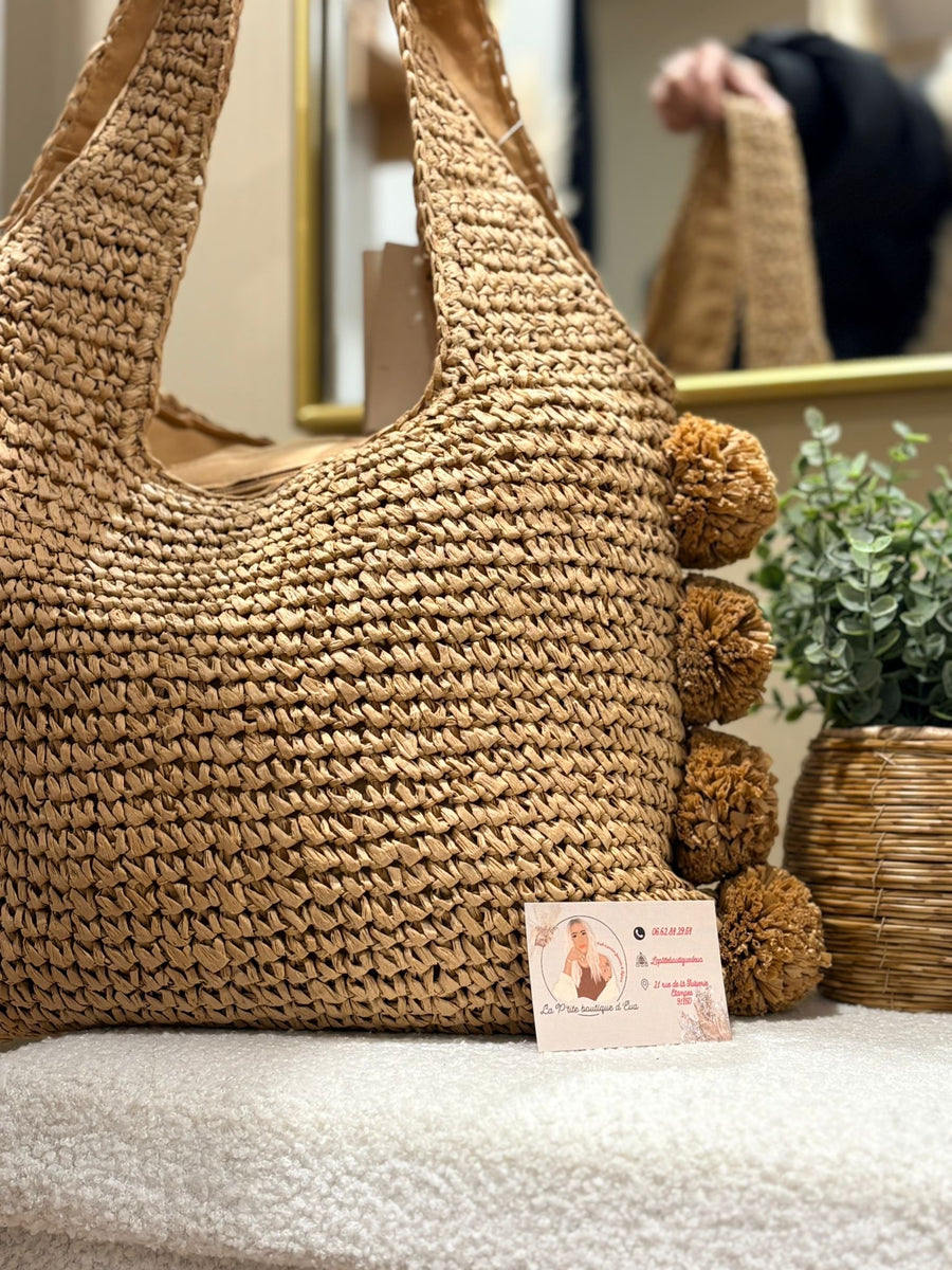 Sac en jute « pompom » - La Petite Boutique d'Eva