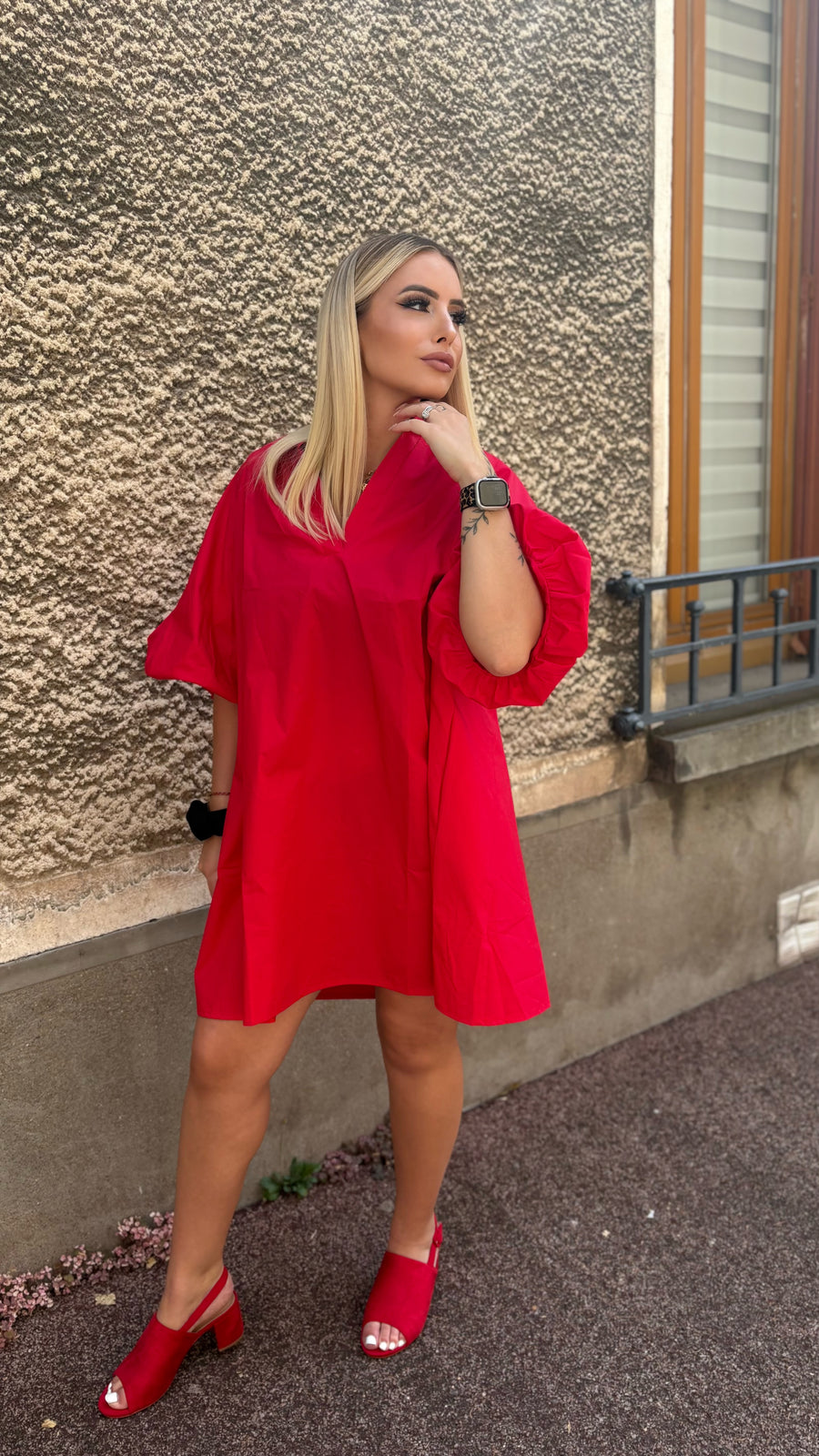 Robe rouge oversise