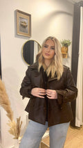 Veste Similicuir Marron « Margaux » - Veste femme - La Petite Boutique d'Eva