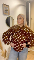 Chemisier à Pois Marron « Léa » - Chemisier femme - La Petite Boutique d'Eva